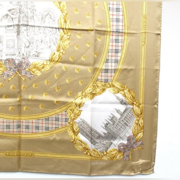 EUC VINTAGE Burberry’s 100% Silk Monuments Scarf - Picture 5 of 6